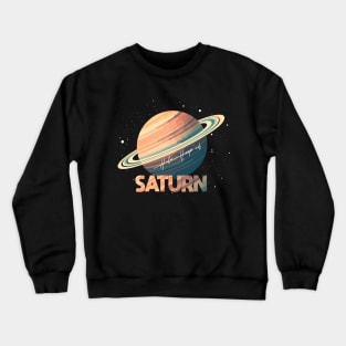 Saturn Planet Logo, Space Cosmos Solar System Art Crewneck Sweatshirt